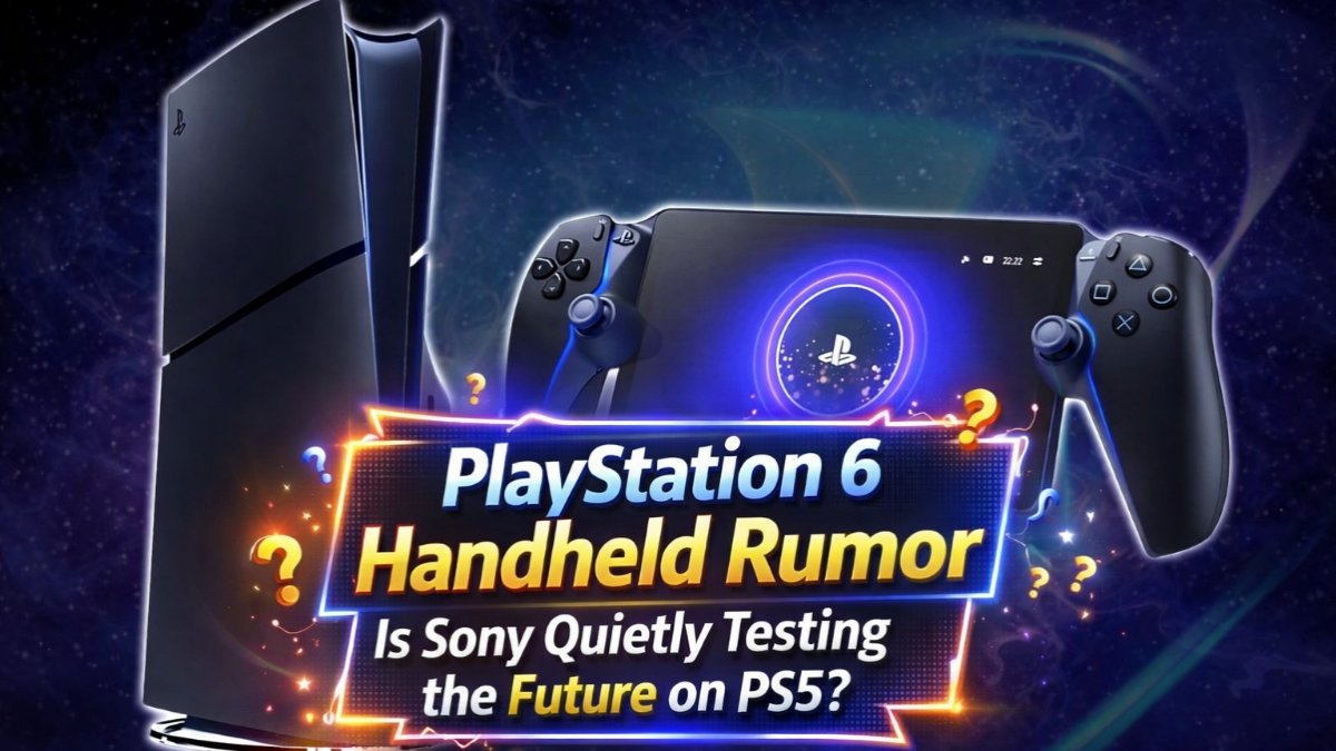 PlayStation 6 Handheld leak showing PS5 console and rumored handheld device with power saver mode hinting at Sony’s future 2027 plans