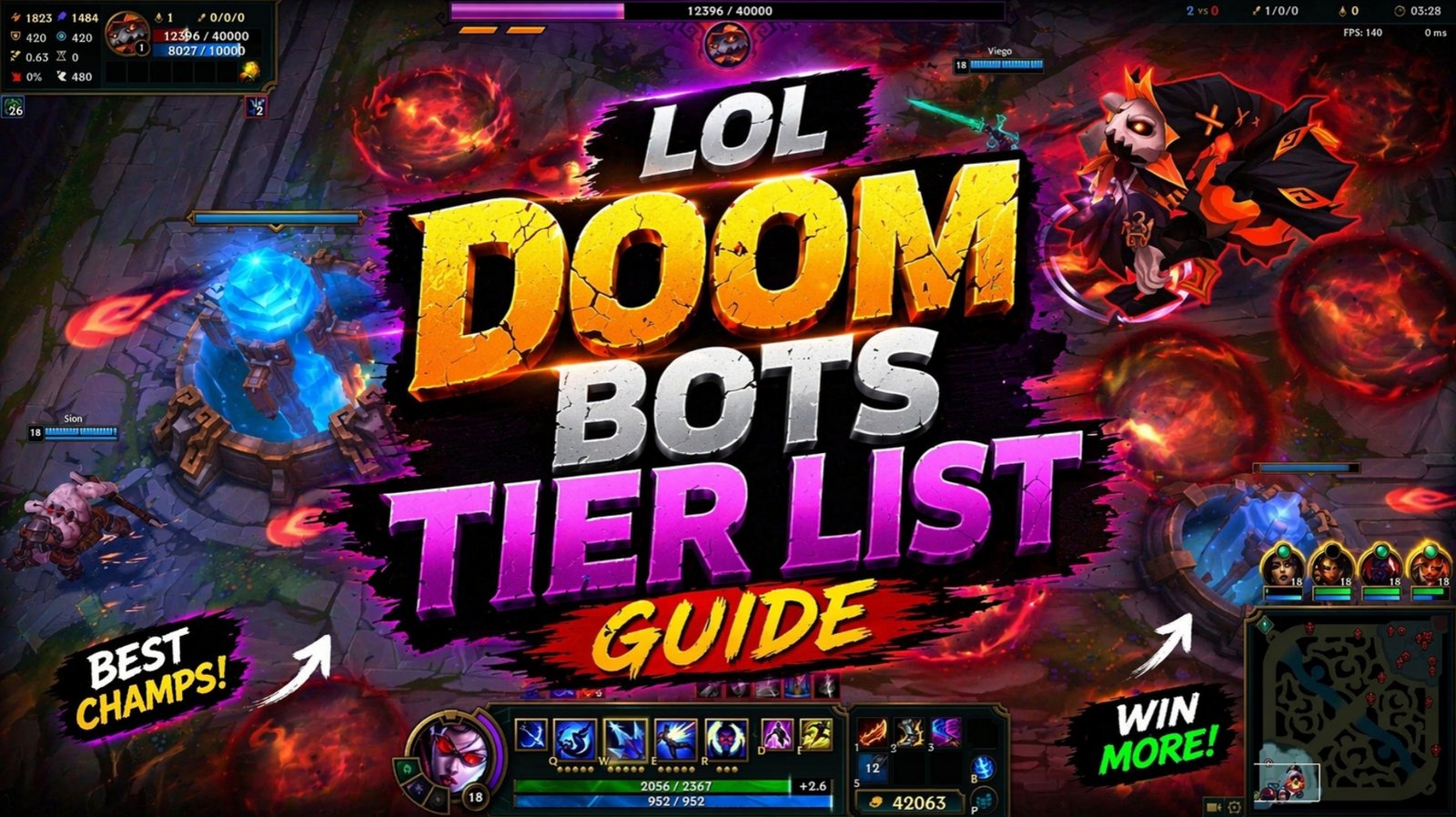 LoL Doom Bots tier list guide showing best champions, builds, and strategies to win against Veigar boss phase