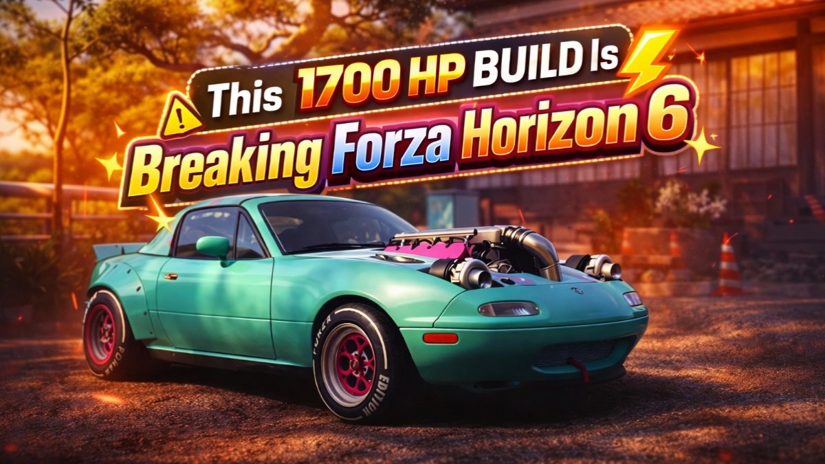 Mazda Miata Forza Edition with 1700 HP twin-turbo V10 build in Forza Horizon 6 showcasing extreme performance